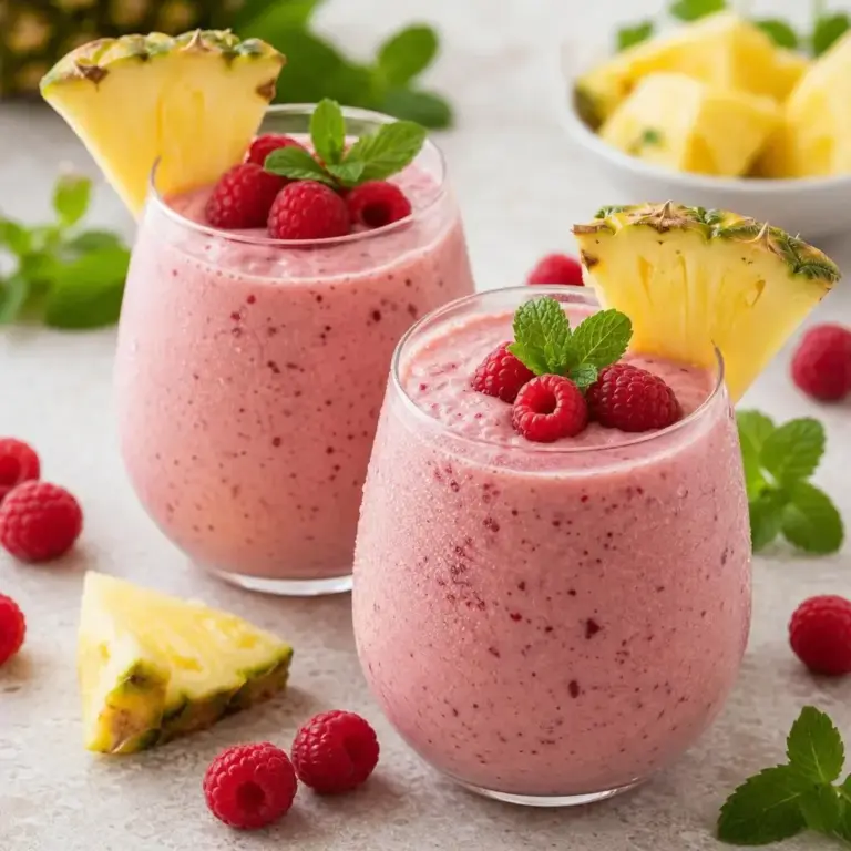 Milkshake alla Fragola e Ananas con Crema di Cocco (senza cottura)