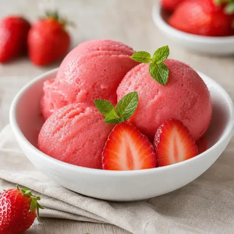 Sorbetto di fragole fatto in casa senza gelatiera